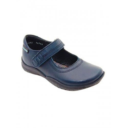 Zapato Colegial Coqueta Azul Piel para Niña