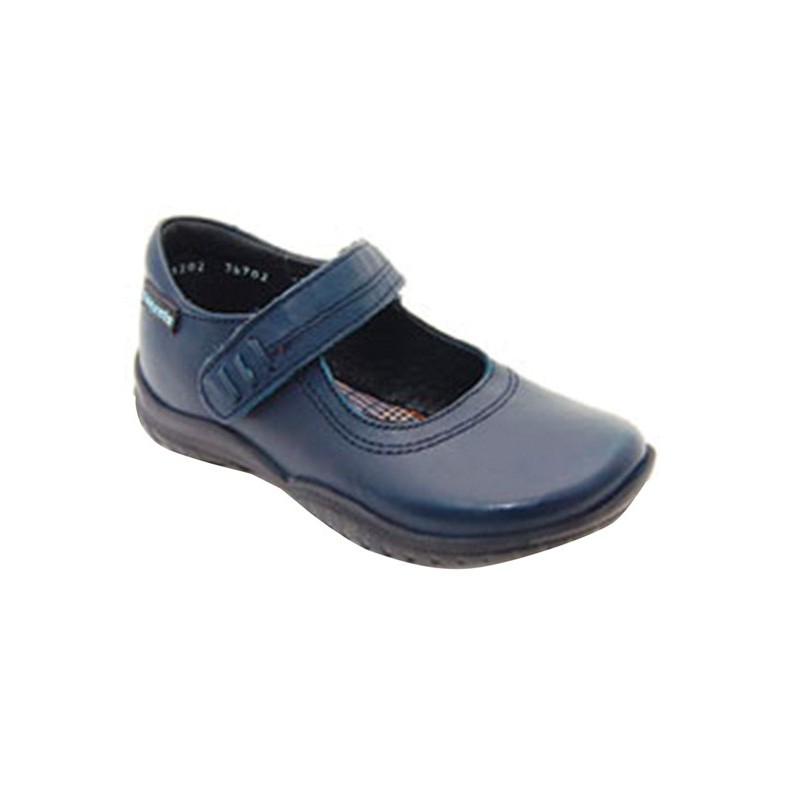 Zapato Colegial Coqueta Azul Piel para Niña