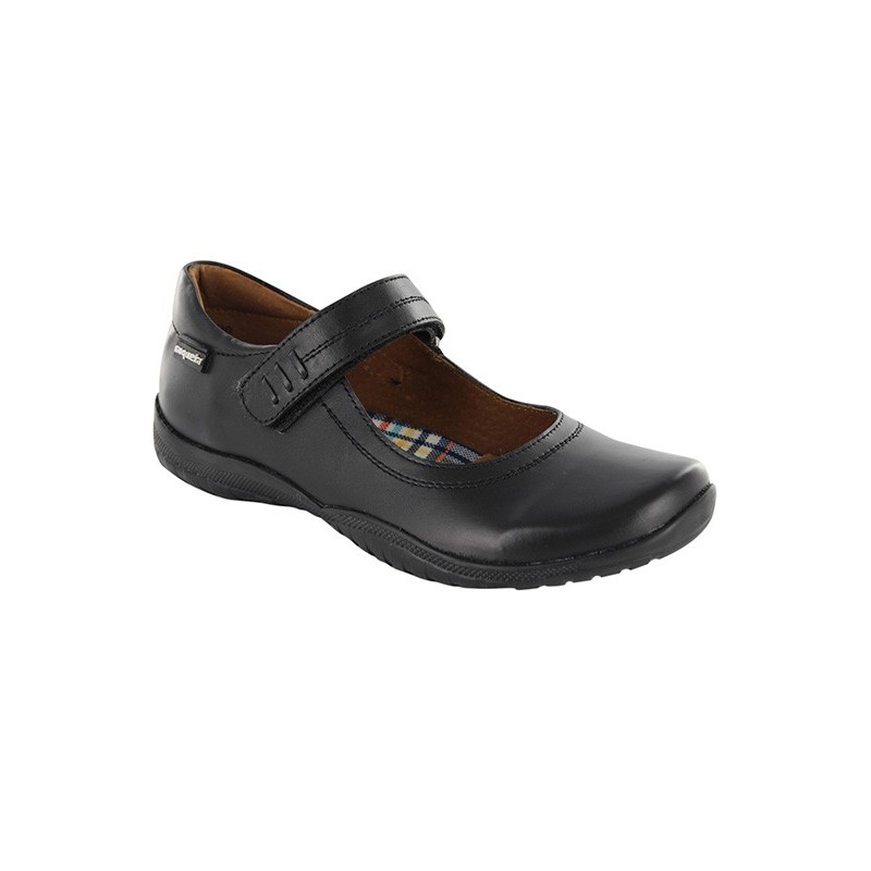 Zapato Colegial Coqueta Negro Piel para Niña