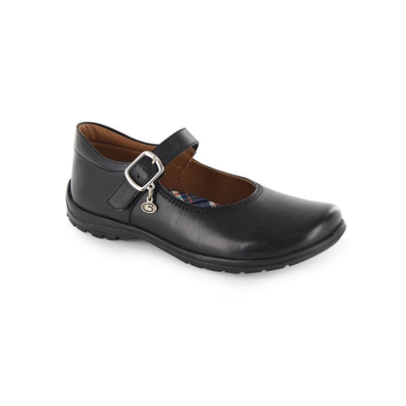 Zapato Colegial Coqueta Negro Piel para Niña