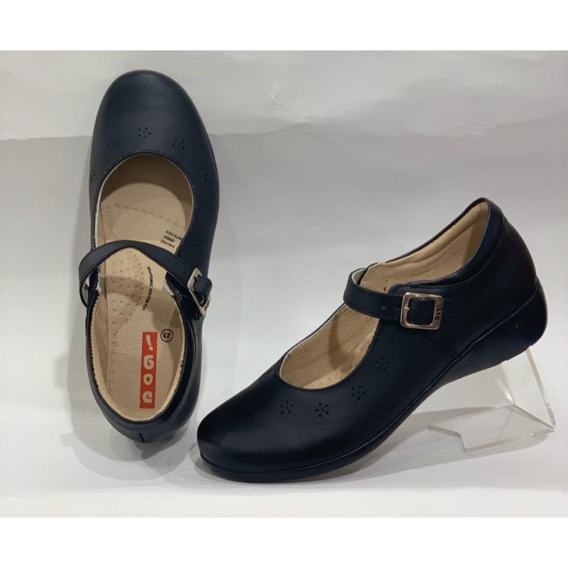 Zapato Escolar Dogi Negro Piel para Niña