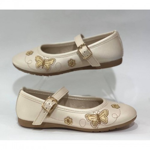 Zapato Palomitas Jakuna Beige Piel para Niña