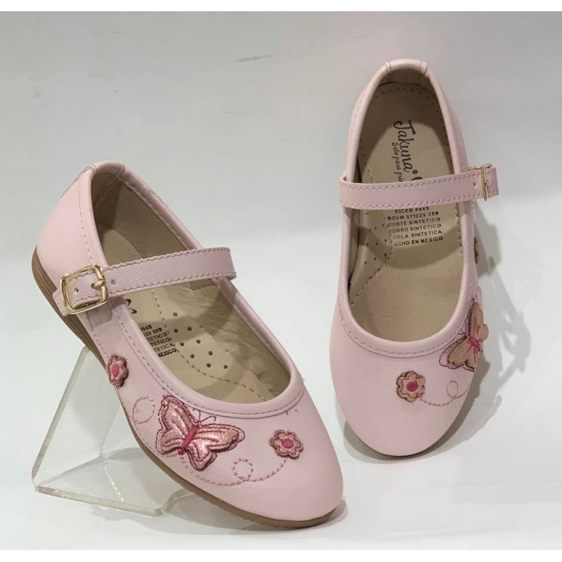 Zapato Palomitas Jakuna Rosa Piel para Niña