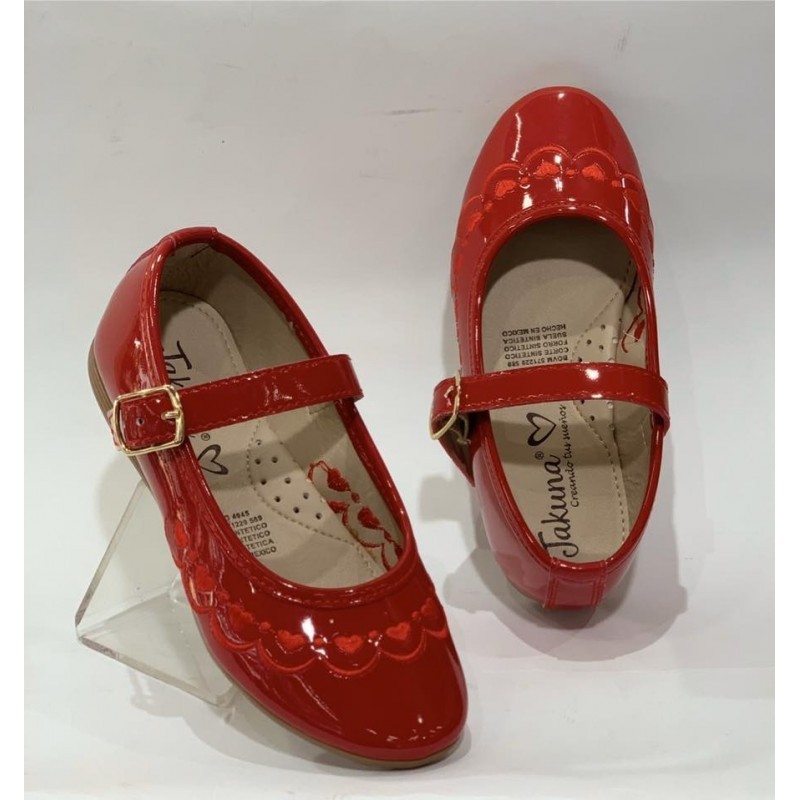 Zapato Urbano Jakuna Rojo Charol para Niña